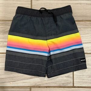 Hurley Dark Gray Swim shorts with Vibrant Stripes